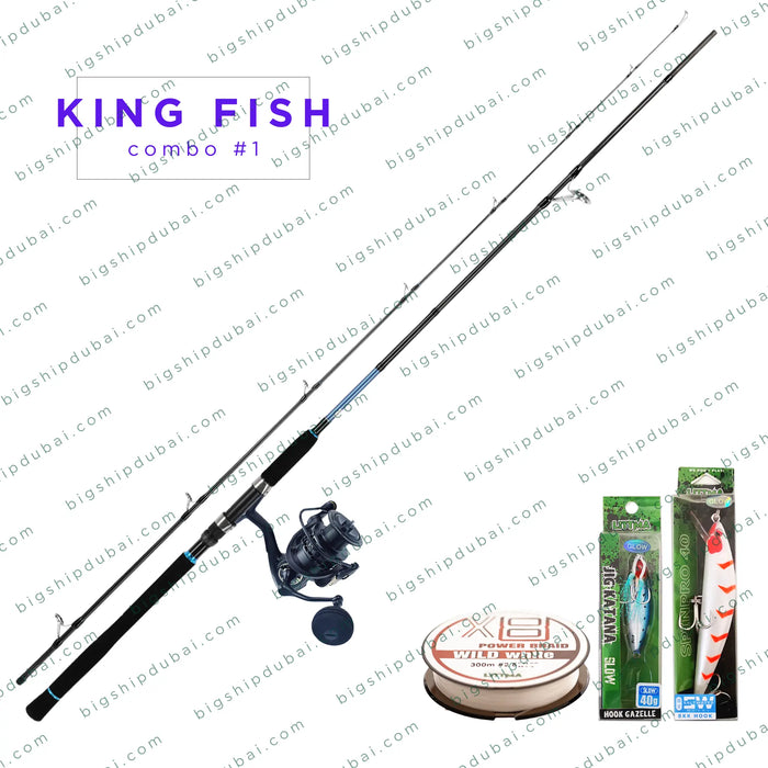 King Fish Combo #1 – Premium fishing rod, reel, line, and lures for ultimate saltwater fishing performance.